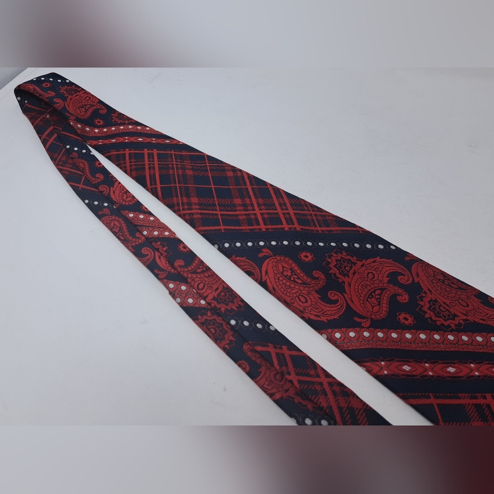 Yves Saint Laurent Vintage Neck Tie Tartain Plaid Paisley Striped 70s 80s 55" - Picture 9 of 15